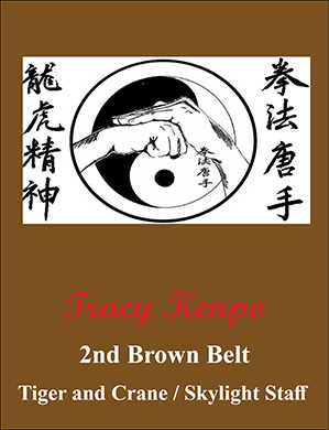 Tracy Kenpo Karate 2nd Brown Belt katas Tiger and Crane and Skylight Staff